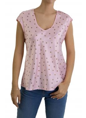 Blusa a V a maniche corte a pois 
